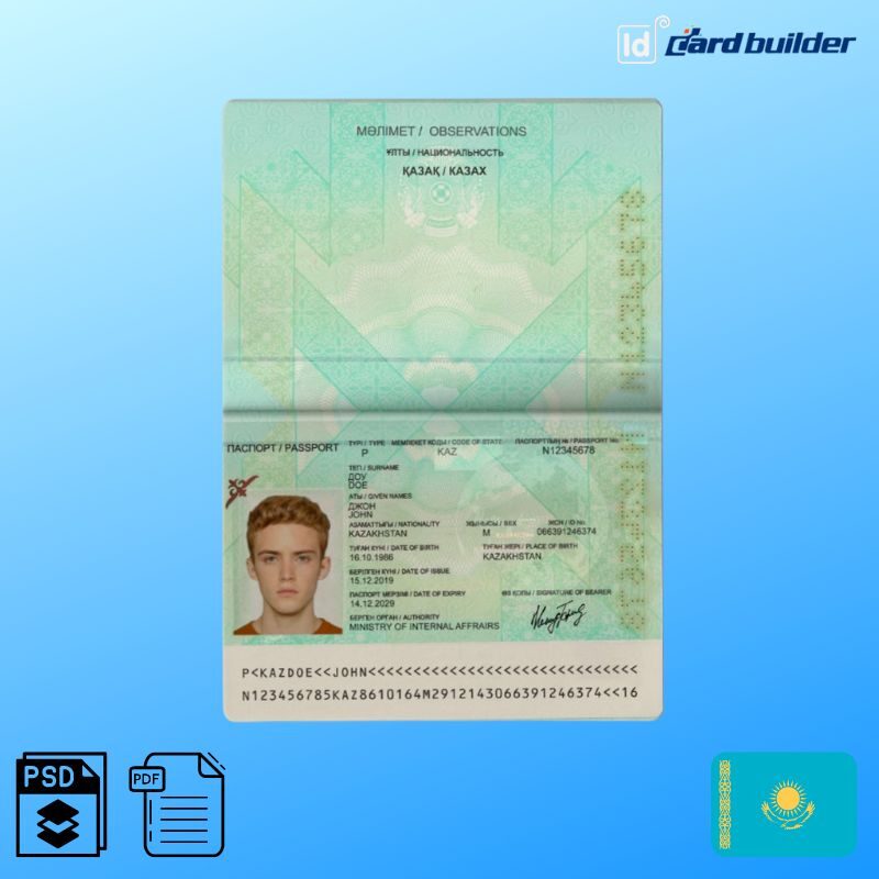 Kazakhstan Passport Template