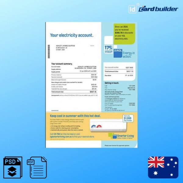 British Gas Utility Bill Template   AGL Electricity Bill Template 600x600 