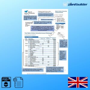 Aston UK Bank Statement Template