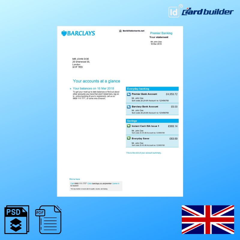 fake barclays bank statement template free