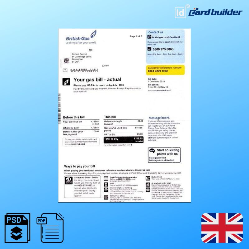 british-gas-utility-bill-template