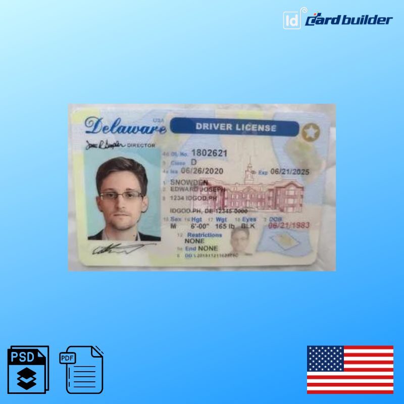 Delaware Drivers License Template