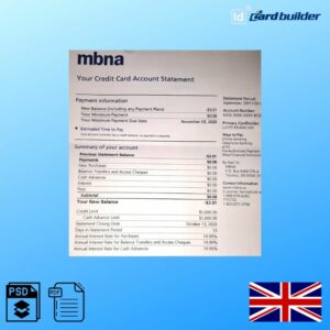 MBNA UK Bank Statement Template