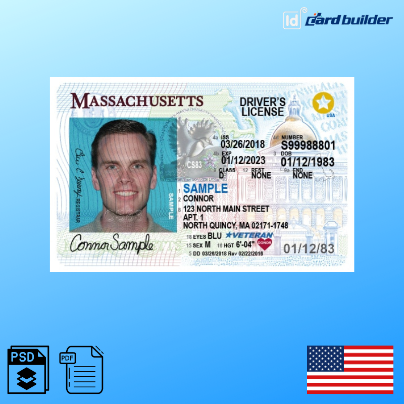 Massachusetts Drivers License Template