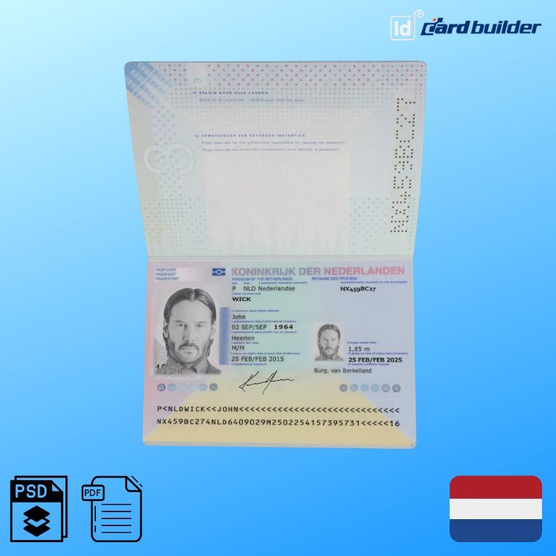 Netherlands Passport Template 2856