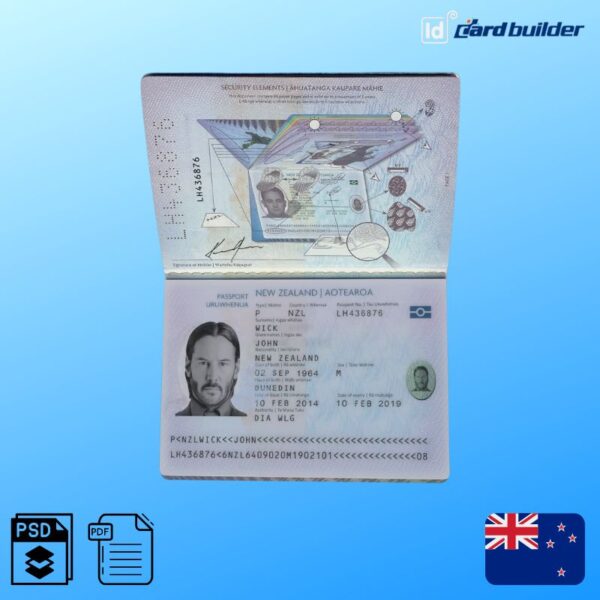 New Zealand Passport Template 9107