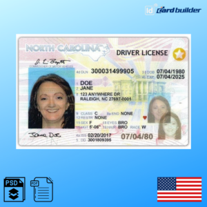 North Carolina Drivers License Template