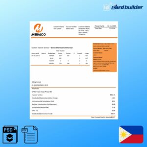 Philippines Meralco Utility Bill Template