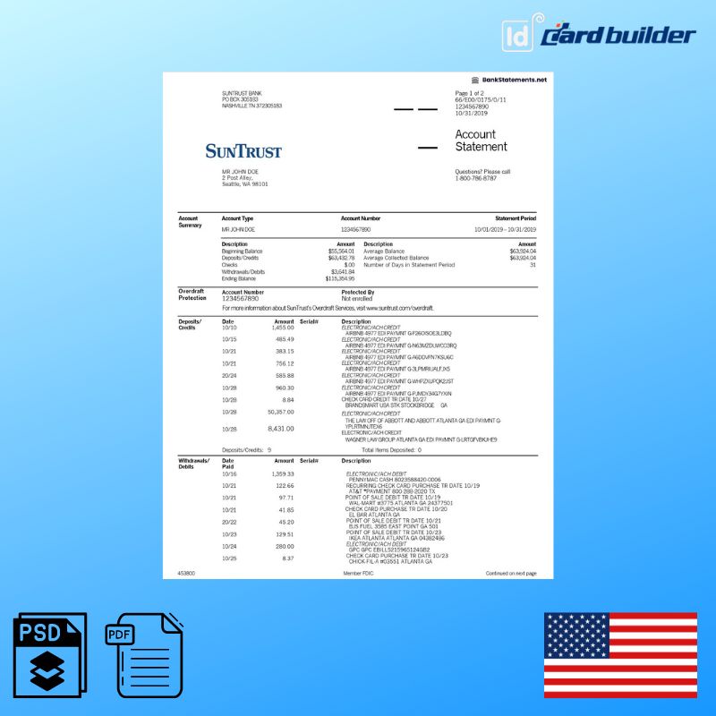 suntrust-bank-statement-template