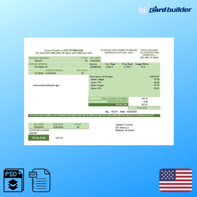 UK City Of Midland Utility Bill Template UK City Of Midland Utility Bill Template