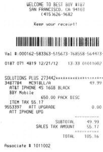 examples of best buy receipts