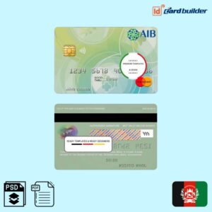 Afghanistan International bank Mastercard credit card template