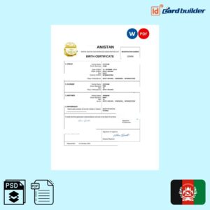 Afghanistan Vital Record Birth Certificate Template