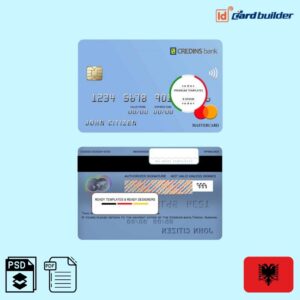 Albania Credins bank mastercard credit card template