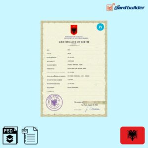 Albania birth certificate template