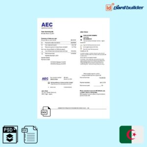Algeria AEC Algerian Energy Company utility bill template