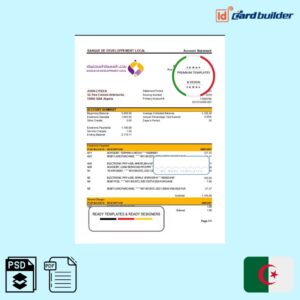 Algeria Banque De Developpement Local bank statement template