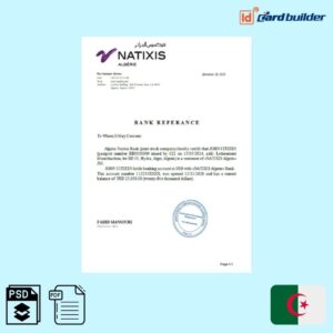 Algeria Natixis Algerie bank reference letter template