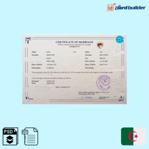 Algeria marriage certificate template