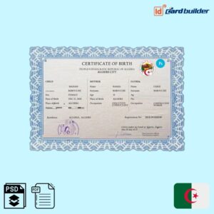 Algeria vital record birth certificate template