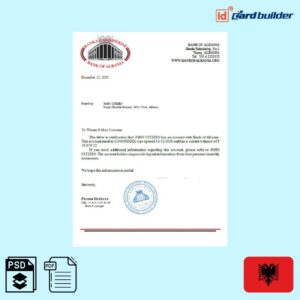 Bank of Albania reference letter template
