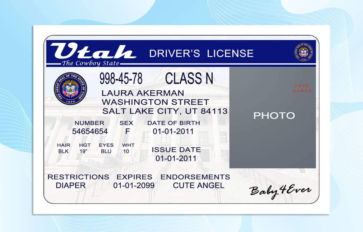 Utah Drivers License Template PSD FREE