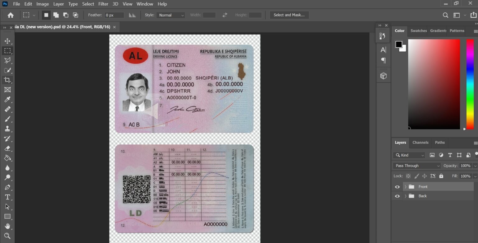 Albania-Driving-License-PSD-template
