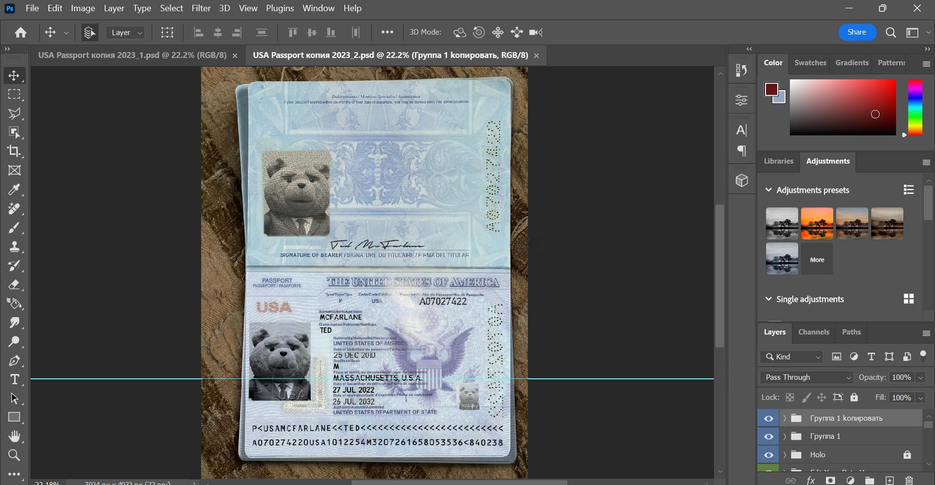 USA Passport Template New 2026